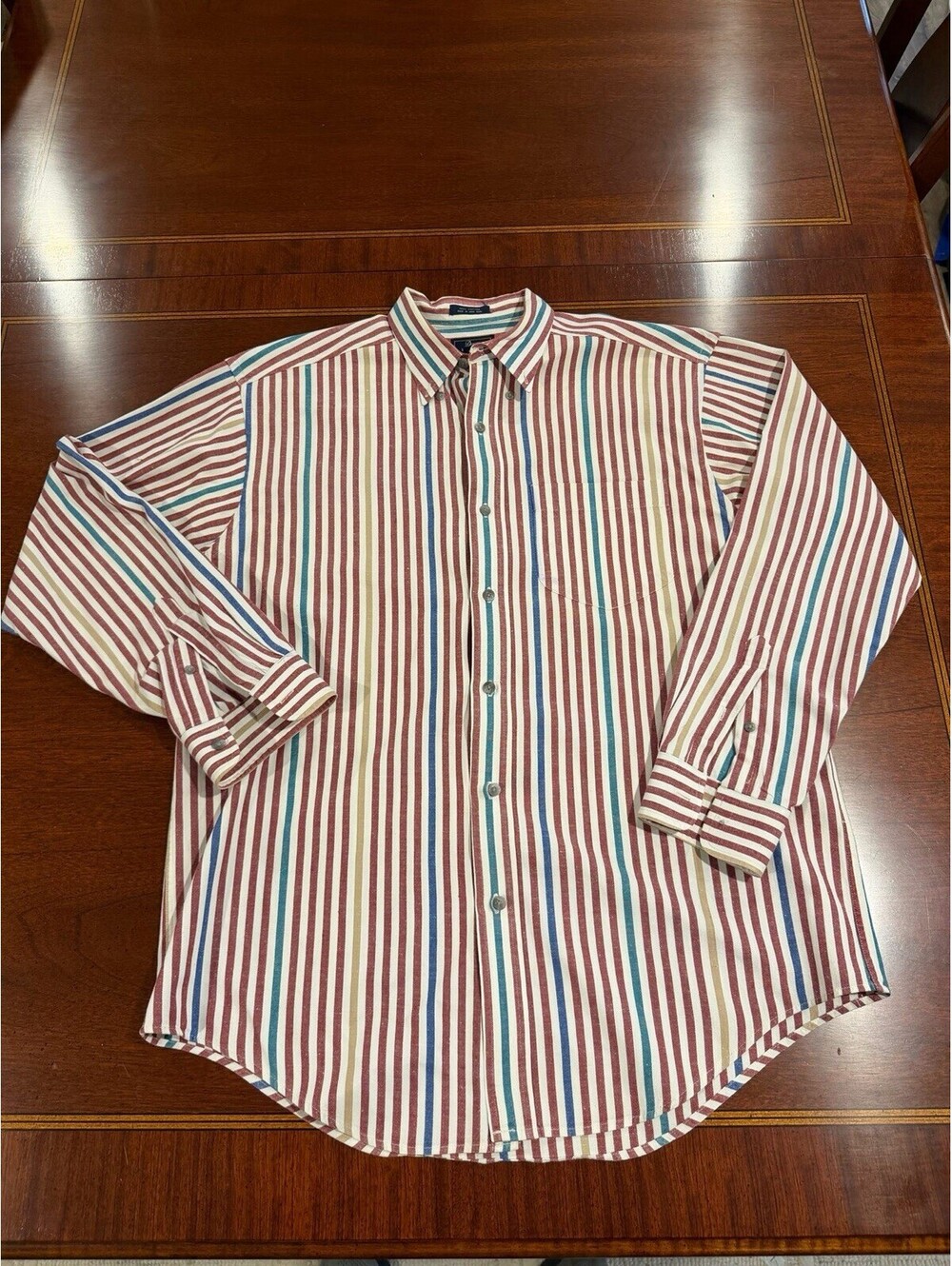 Vintage Arrow Dover Shirt Mens Large Multicolor Striped Button Down Hong Kong